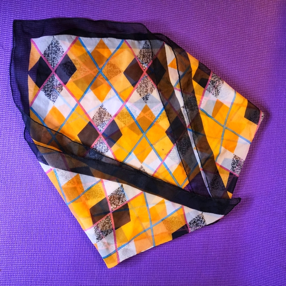 Yellow & Black Argyle Sheer Scarf